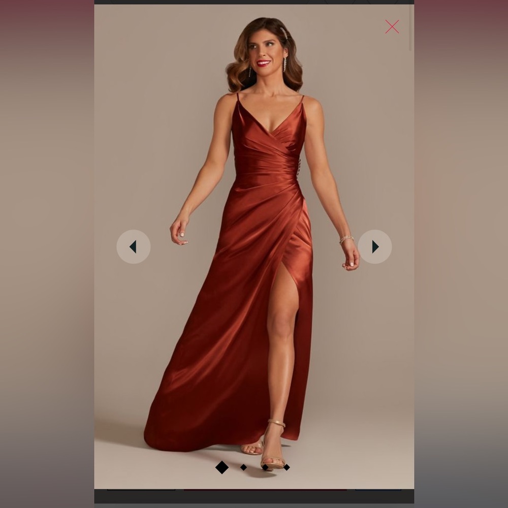 David's Bridal Rust Satin Gown
